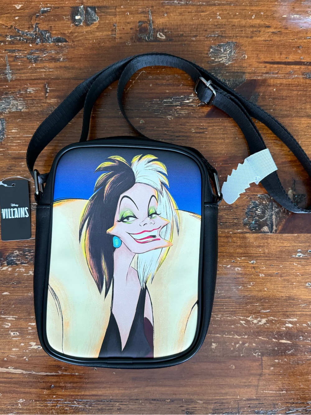 Black Crossbody Bag with Cruella De Vil